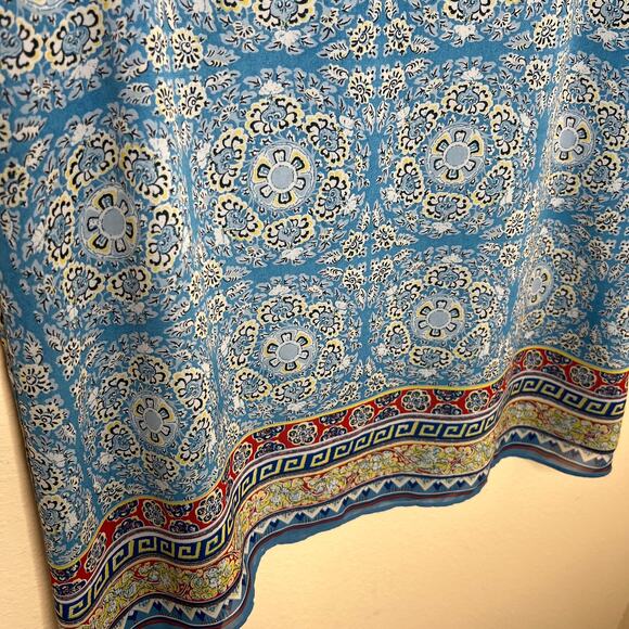 Max Studio Blue Print Sleeveless Dressy Blouse Medium - Picture 4 of 10